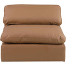 Meridian Comfy Cognac Vegan Leather Modular Armless Chair IMAGE 4