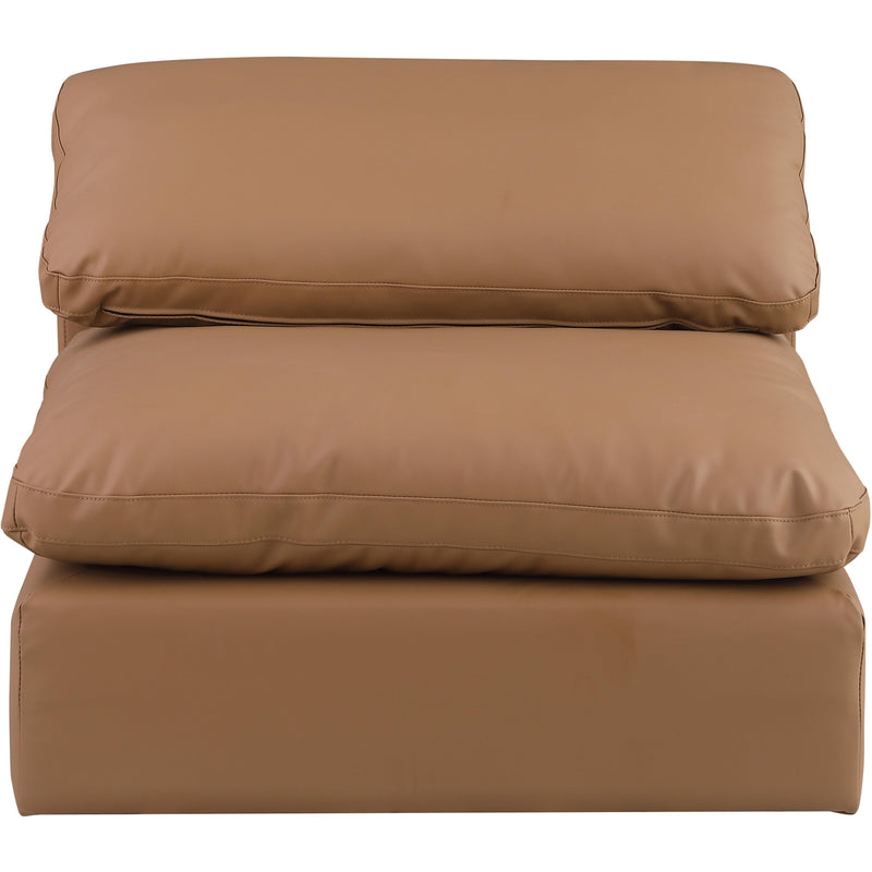 Meridian Comfy Cognac Vegan Leather Modular Armless Chair IMAGE 4