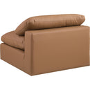 Meridian Comfy Cognac Vegan Leather Modular Armless Chair IMAGE 5