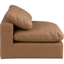 Meridian Comfy Cognac Vegan Leather Modular Armless Chair IMAGE 6