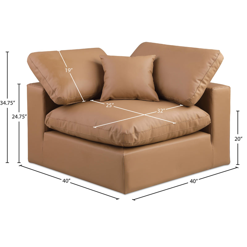 Meridian Comfy Cognac Vegan Leather Modular Corner Chair IMAGE 11