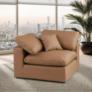 Meridian Comfy Cognac Vegan Leather Modular Corner Chair IMAGE 2