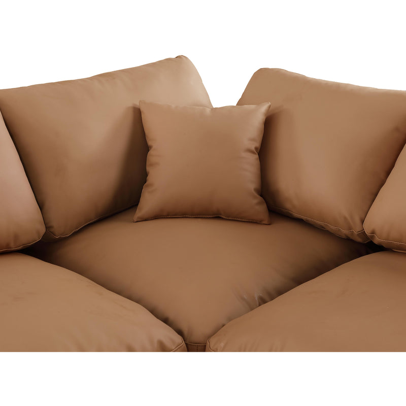 Meridian Comfy Cognac Vegan Leather Modular Corner Chair IMAGE 9