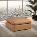 Meridian Comfy Cognac Vegan Leather Modular Ottoman IMAGE 2