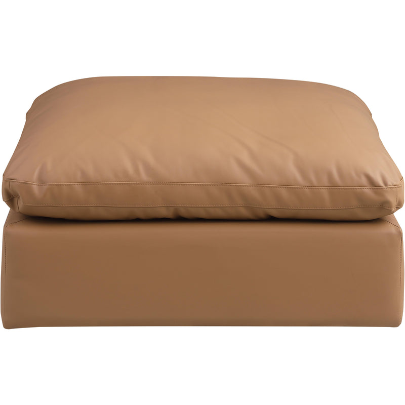 Meridian Comfy Cognac Vegan Leather Modular Ottoman IMAGE 3