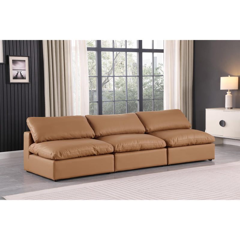 Meridian Comfy Cognac Vegan Leather Modular Sofa IMAGE 2