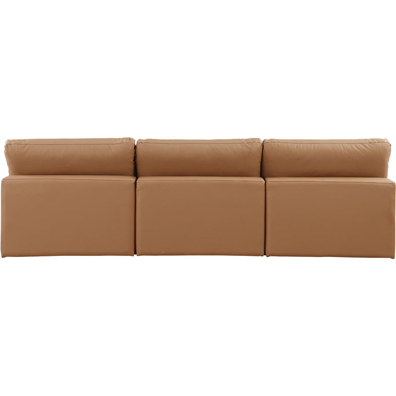Meridian Comfy Cognac Vegan Leather Modular Sofa IMAGE 3