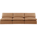 Meridian Comfy Cognac Vegan Leather Modular Sofa IMAGE 4