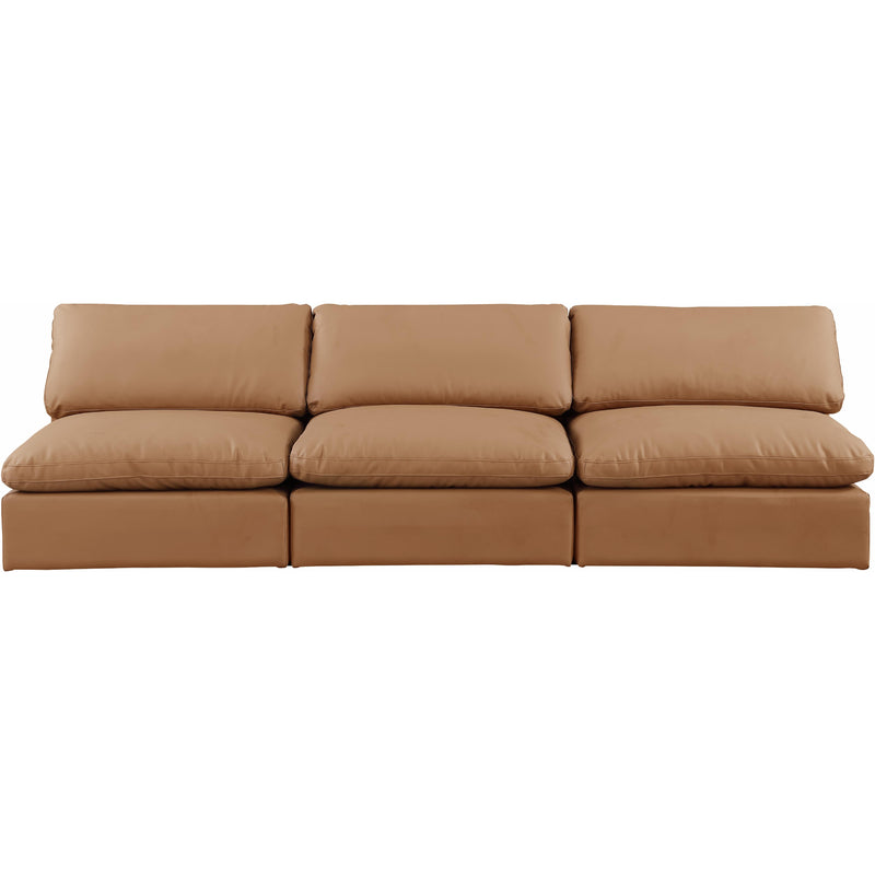 Meridian Comfy Cognac Vegan Leather Modular Sofa IMAGE 4