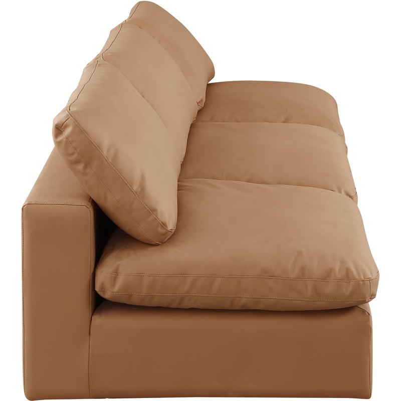 Meridian Comfy Cognac Vegan Leather Modular Sofa IMAGE 5