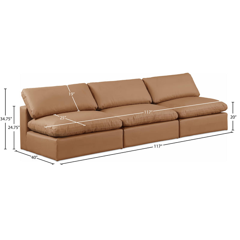 Meridian Comfy Cognac Vegan Leather Modular Sofa IMAGE 9