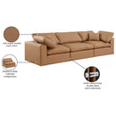 Meridian Comfy Cognac Vegan Leather Modular Sofa IMAGE 10