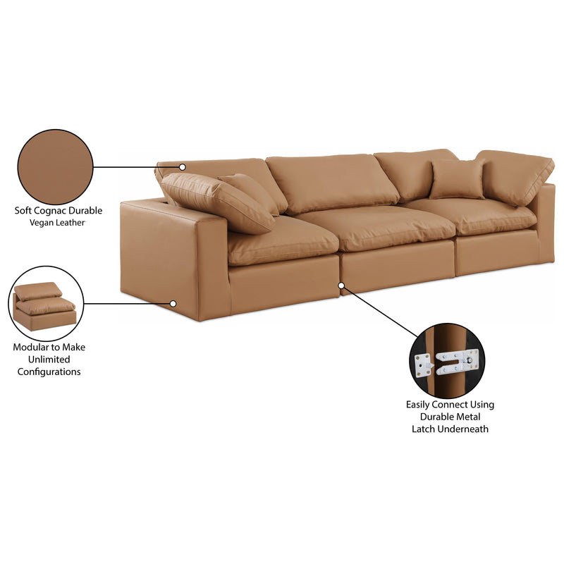 Meridian Comfy Cognac Vegan Leather Modular Sofa IMAGE 10