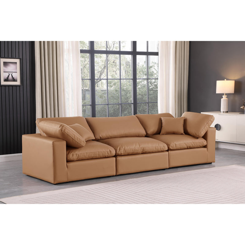 Meridian Comfy Cognac Vegan Leather Modular Sofa IMAGE 2