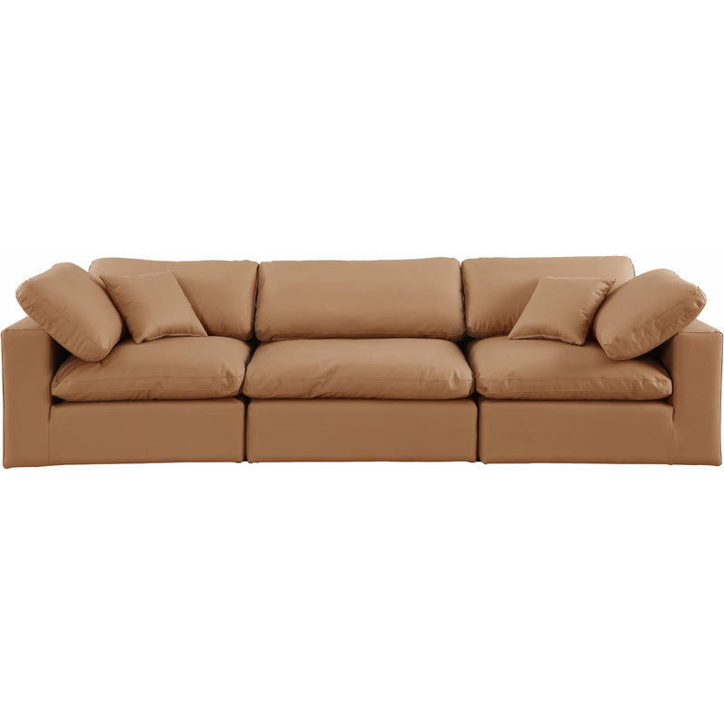 Meridian Comfy Cognac Vegan Leather Modular Sofa IMAGE 4