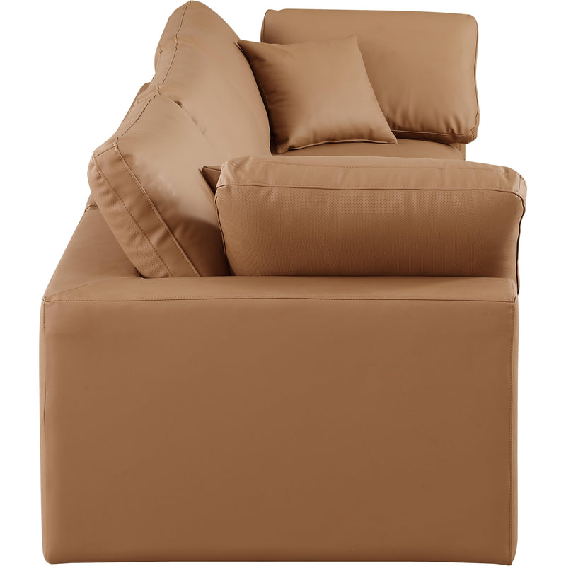 Meridian Comfy Cognac Vegan Leather Modular Sofa IMAGE 5