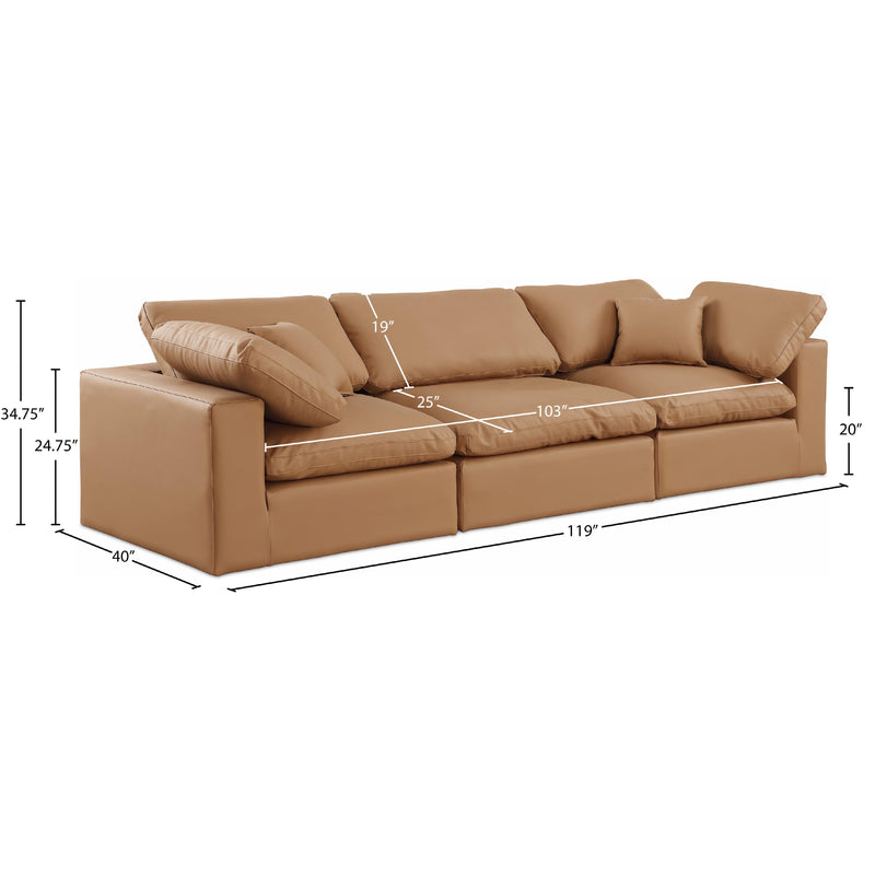 Meridian Comfy Cognac Vegan Leather Modular Sofa IMAGE 9