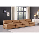 Meridian Comfy Cognac Vegan Leather Modular Sofa IMAGE 2
