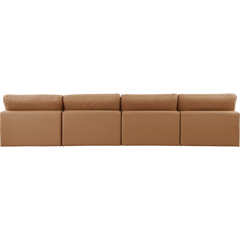 Meridian Comfy Cognac Vegan Leather Modular Sofa IMAGE 3