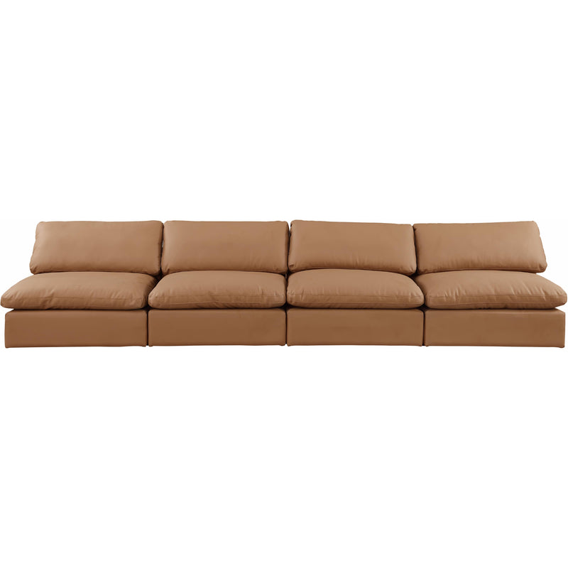 Meridian Comfy Cognac Vegan Leather Modular Sofa IMAGE 4