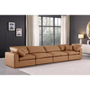 Meridian Comfy Cognac Vegan Leather Modular Sofa IMAGE 2