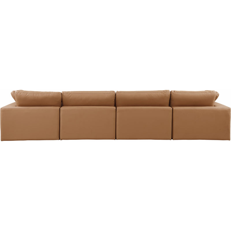 Meridian Comfy Cognac Vegan Leather Modular Sofa IMAGE 3