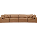 Meridian Comfy Cognac Vegan Leather Modular Sofa IMAGE 4