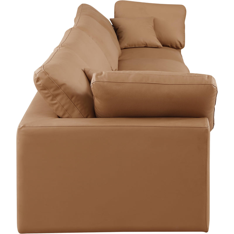 Meridian Comfy Cognac Vegan Leather Modular Sofa IMAGE 5