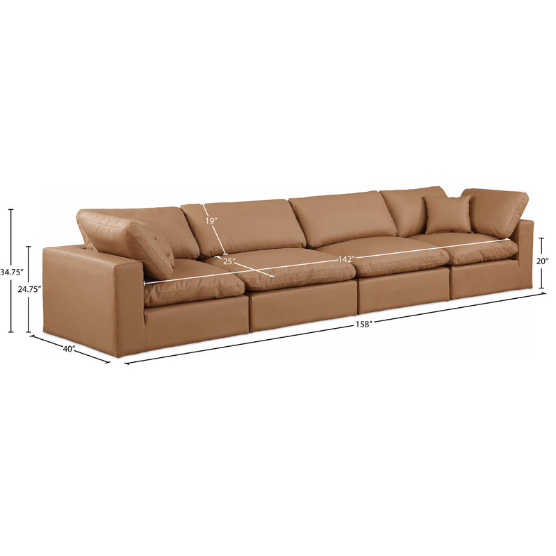 Meridian Comfy Cognac Vegan Leather Modular Sofa IMAGE 9
