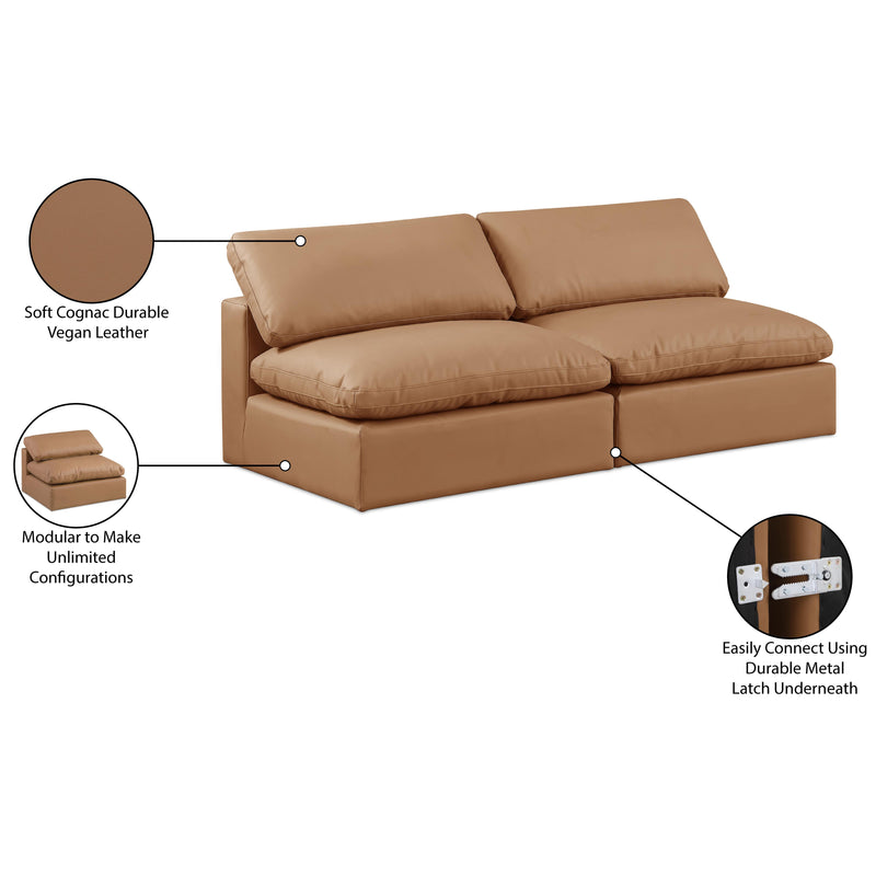 Meridian Comfy Cognac Vegan Leather Modular Sofa IMAGE 10