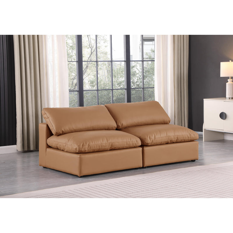 Meridian Comfy Cognac Vegan Leather Modular Sofa IMAGE 2