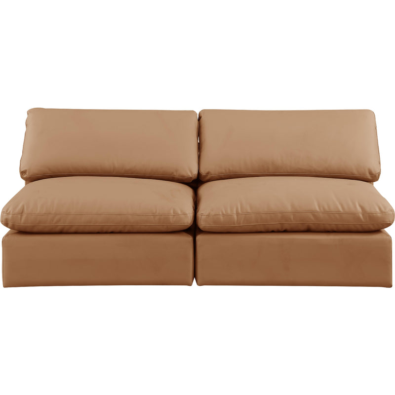Meridian Comfy Cognac Vegan Leather Modular Sofa IMAGE 4