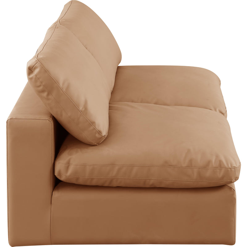 Meridian Comfy Cognac Vegan Leather Modular Sofa IMAGE 5