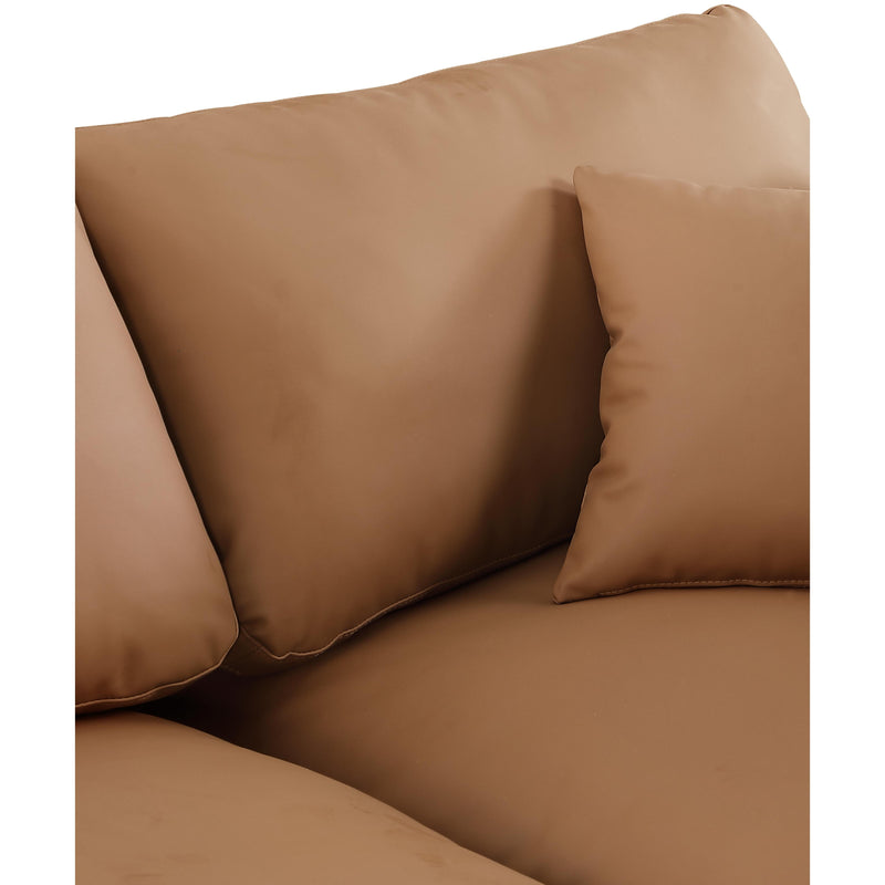 Meridian Comfy Cognac Vegan Leather Modular Sofa IMAGE 7