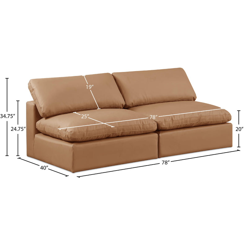 Meridian Comfy Cognac Vegan Leather Modular Sofa IMAGE 9