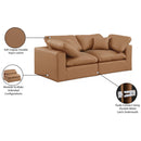 Meridian Comfy Cognac Vegan Leather Modular Sofa IMAGE 10