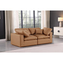 Meridian Comfy Cognac Vegan Leather Modular Sofa IMAGE 2