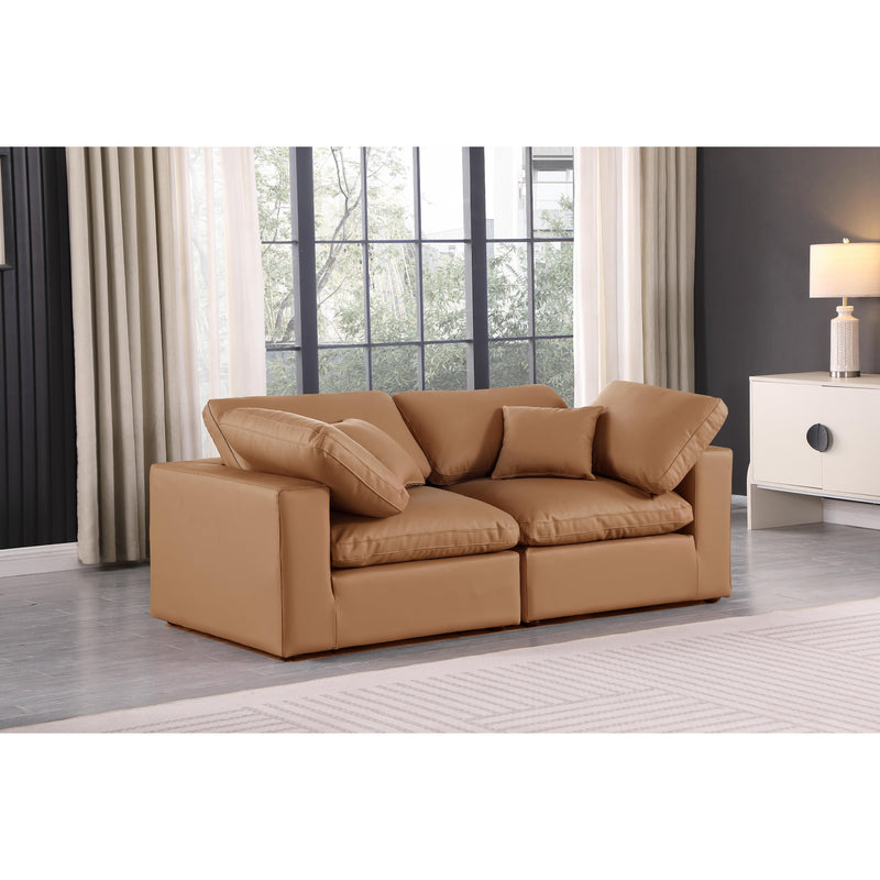 Meridian Comfy Cognac Vegan Leather Modular Sofa IMAGE 2