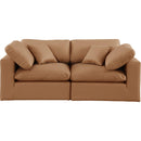 Meridian Comfy Cognac Vegan Leather Modular Sofa IMAGE 4