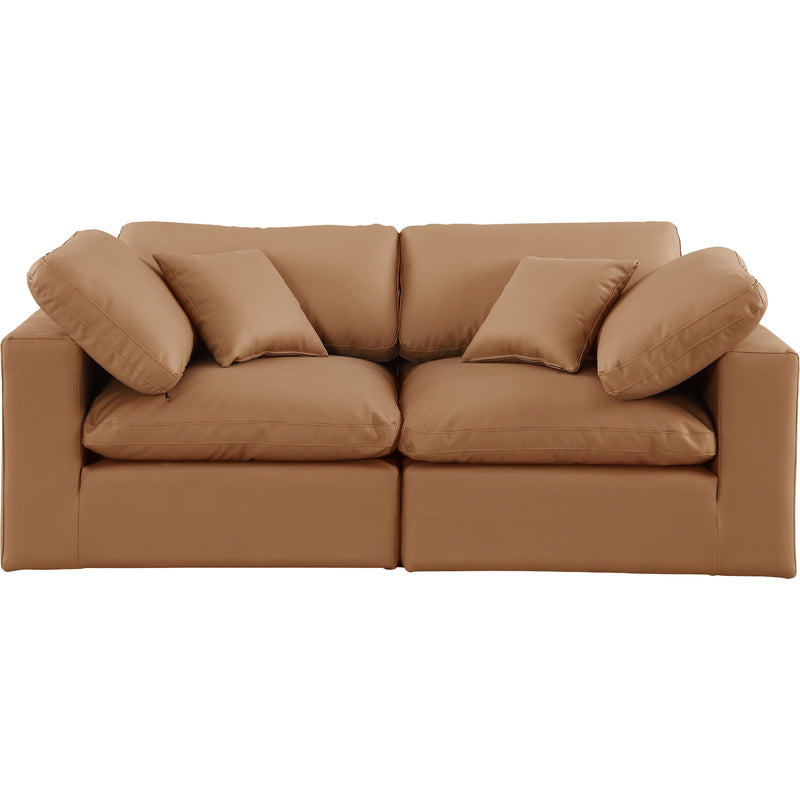 Meridian Comfy Cognac Vegan Leather Modular Sofa IMAGE 4