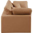 Meridian Comfy Cognac Vegan Leather Modular Sofa IMAGE 5