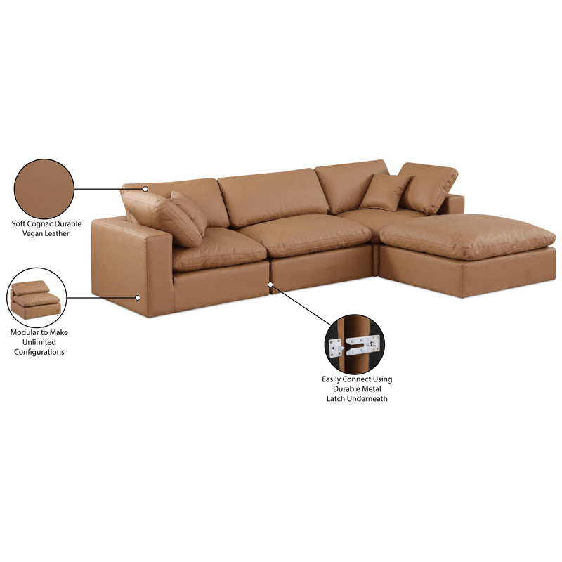 Meridian Comfy Cognac Vegan Leather Modular Sectional IMAGE 16