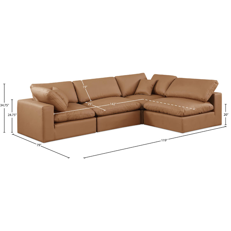 Meridian Comfy Cognac Vegan Leather Modular Sectional IMAGE 15