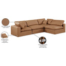 Meridian Comfy Cognac Vegan Leather Modular Sectional IMAGE 16