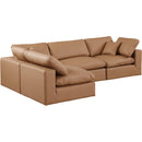 Meridian Comfy Cognac Vegan Leather Modular Sectional IMAGE 2