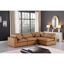 Meridian Comfy Cognac Vegan Leather Modular Sectional IMAGE 3