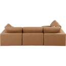 Meridian Comfy Cognac Vegan Leather Modular Sectional IMAGE 6