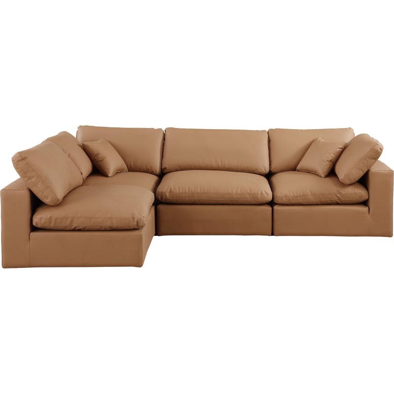 Meridian Comfy Cognac Vegan Leather Modular Sectional IMAGE 7