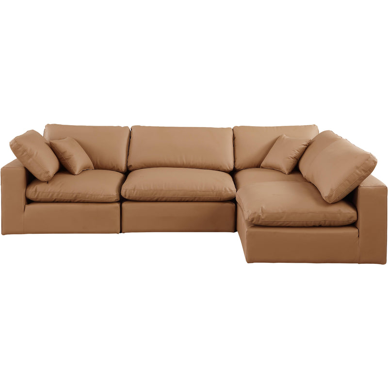 Meridian Comfy Cognac Vegan Leather Modular Sectional IMAGE 8