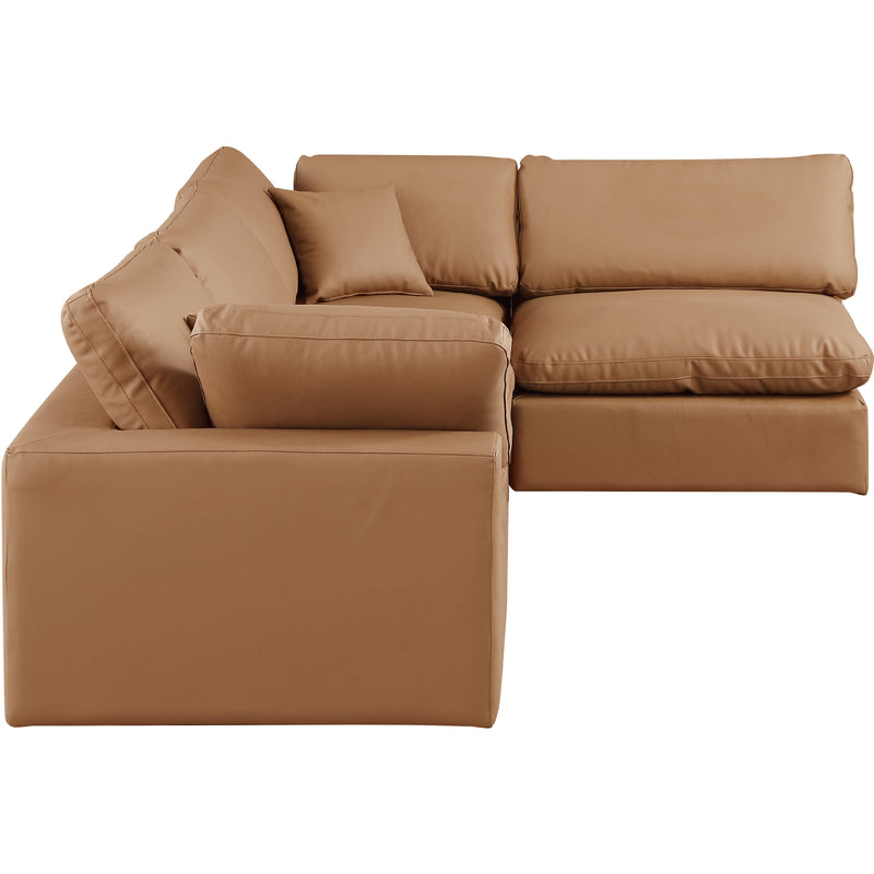 Meridian Comfy Cognac Vegan Leather Modular Sectional IMAGE 9